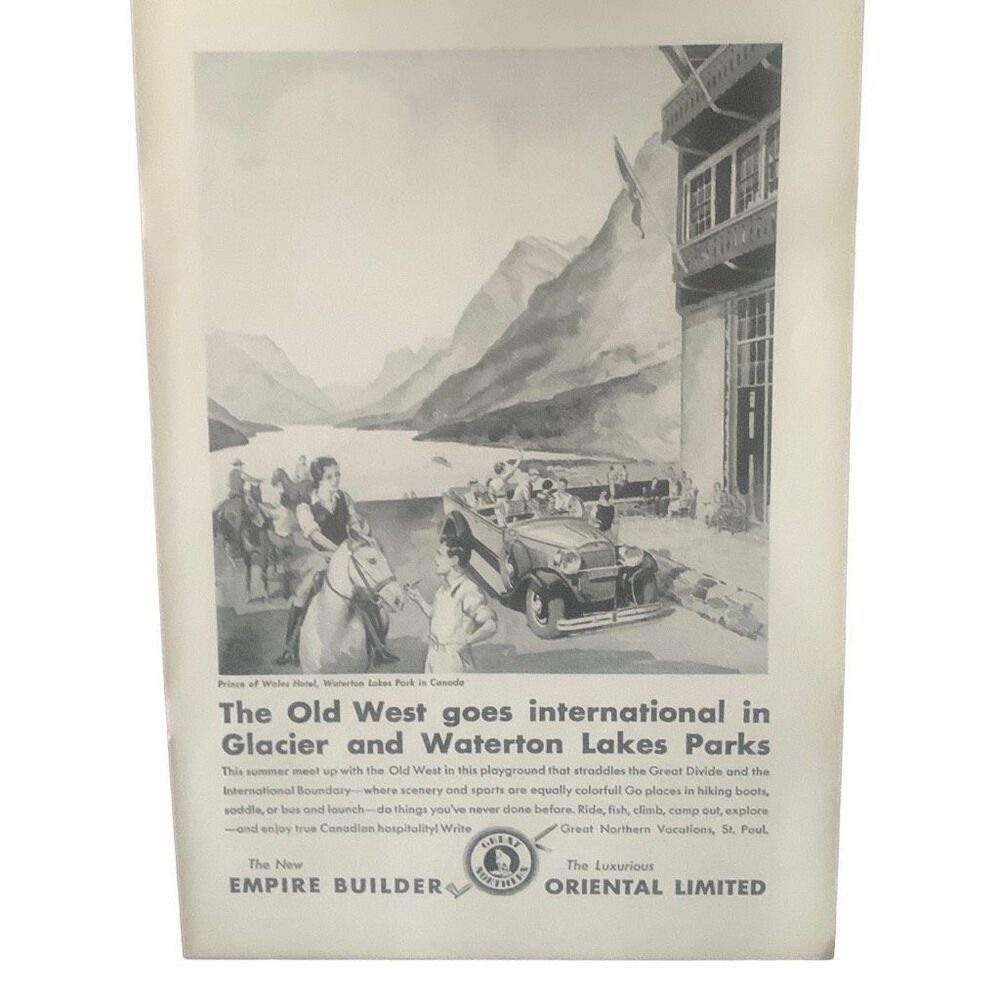Vintage 1931 Great Northern Old West Goes International Ad Advertisement
